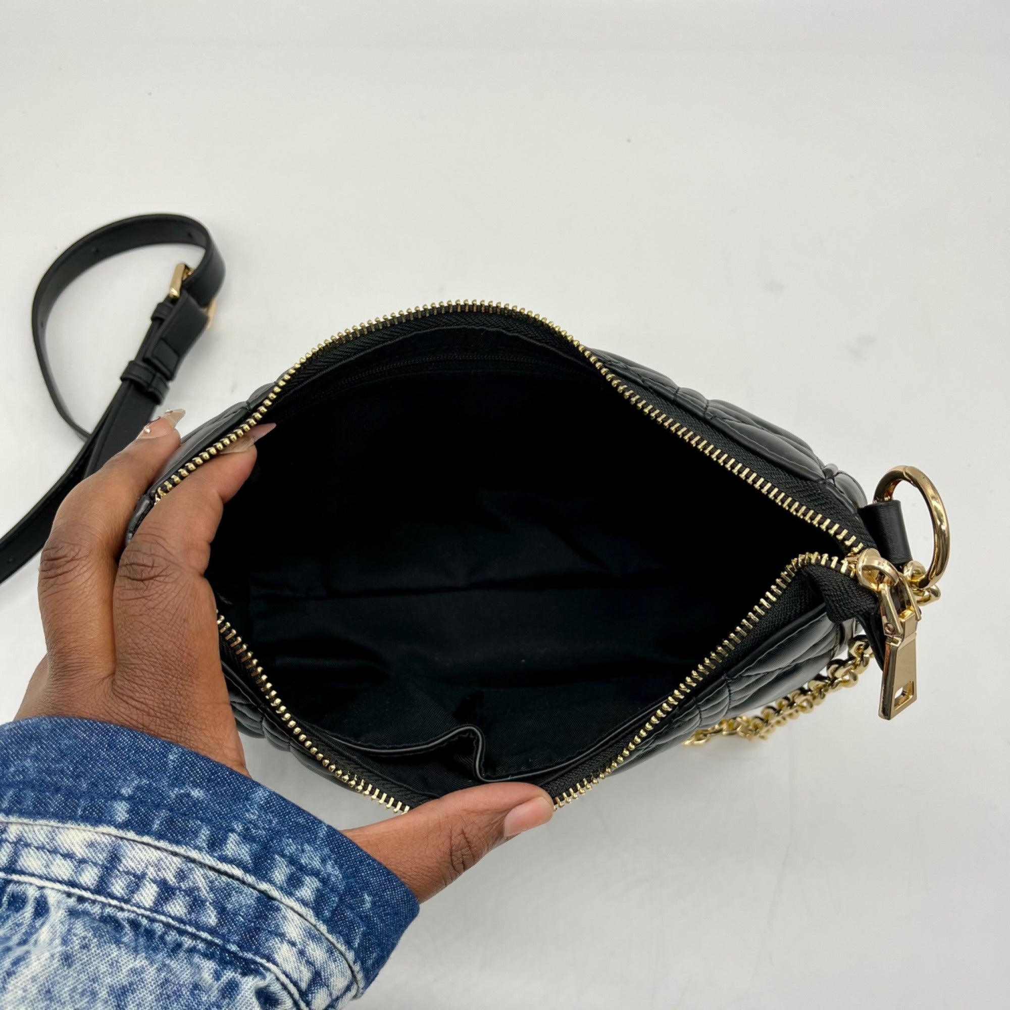 MMS Black Leather Crossbody Bag