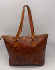 Valentina Burnt Orange Leaf Pattern Tote