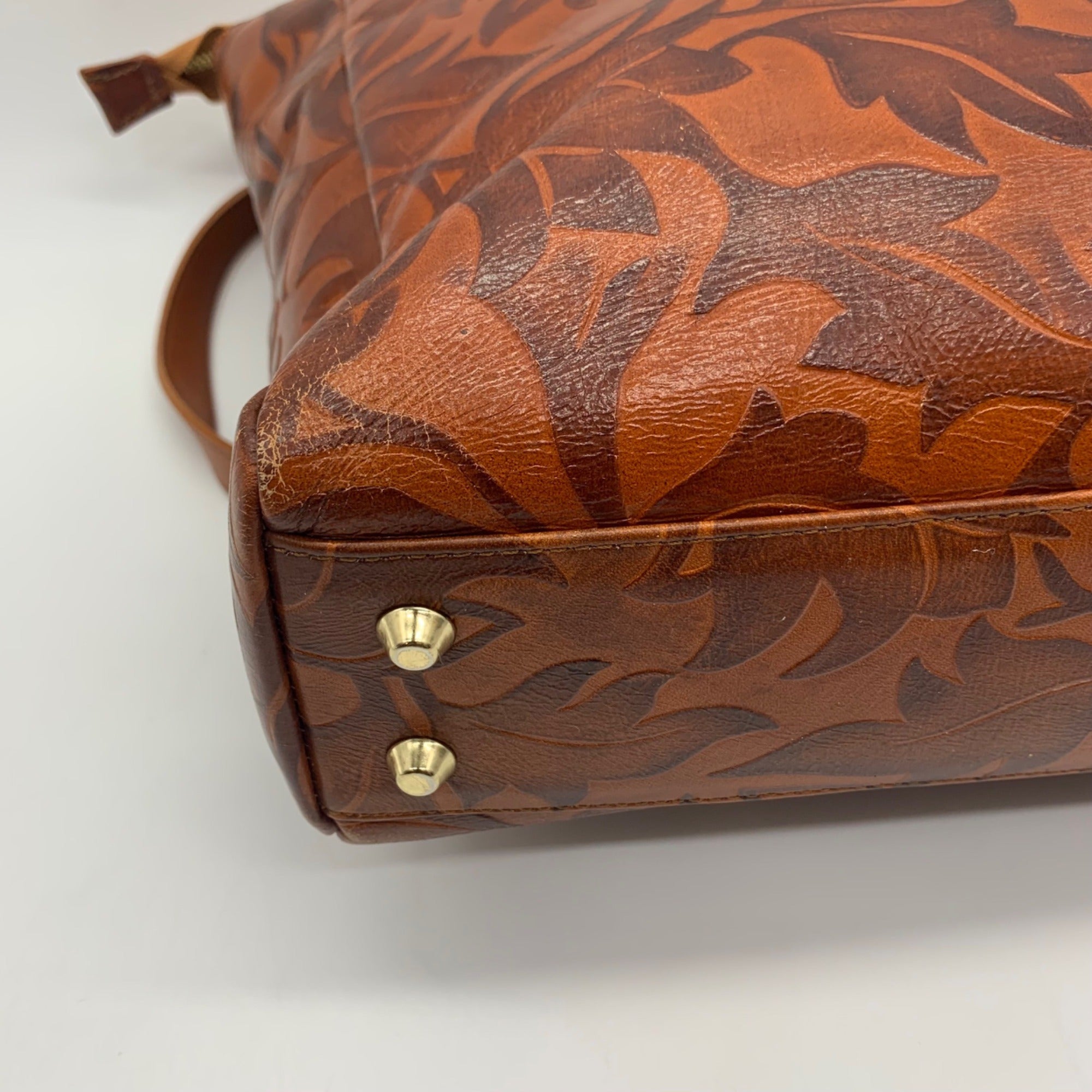Valentina Burnt Orange Leaf Pattern Tote