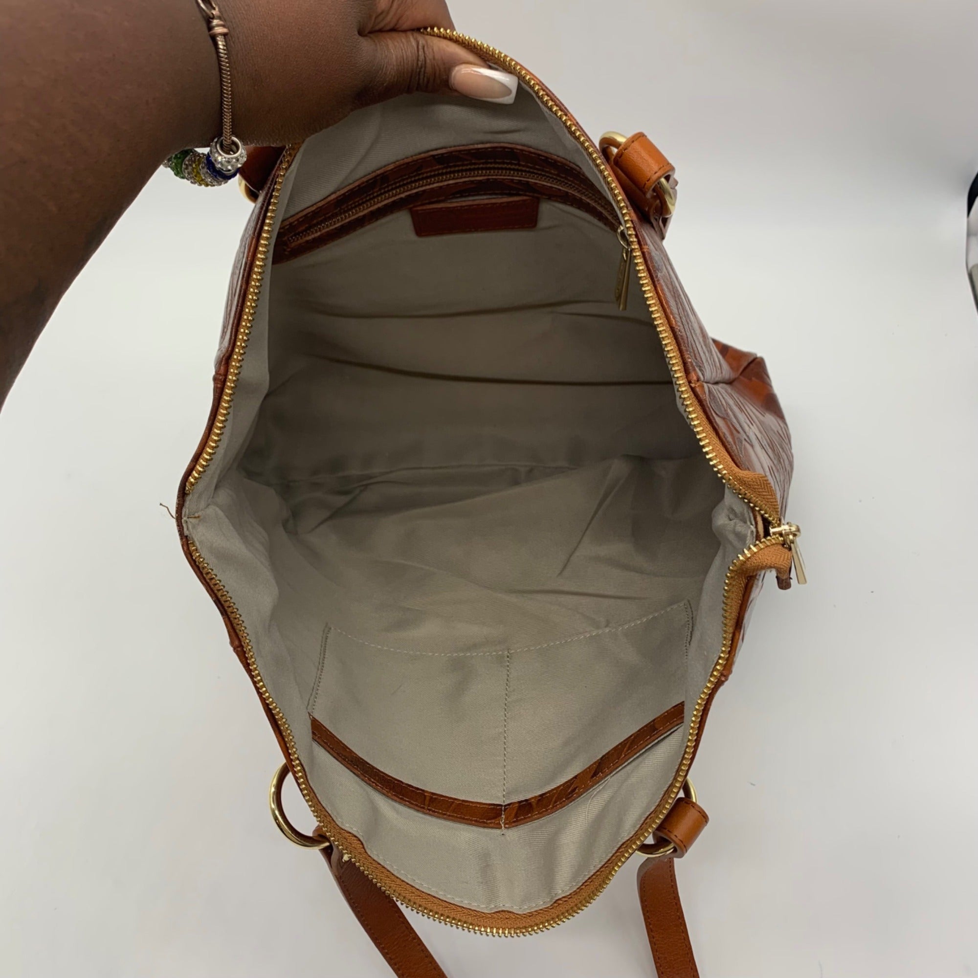 Valentina Burnt Orange Leaf Pattern Tote