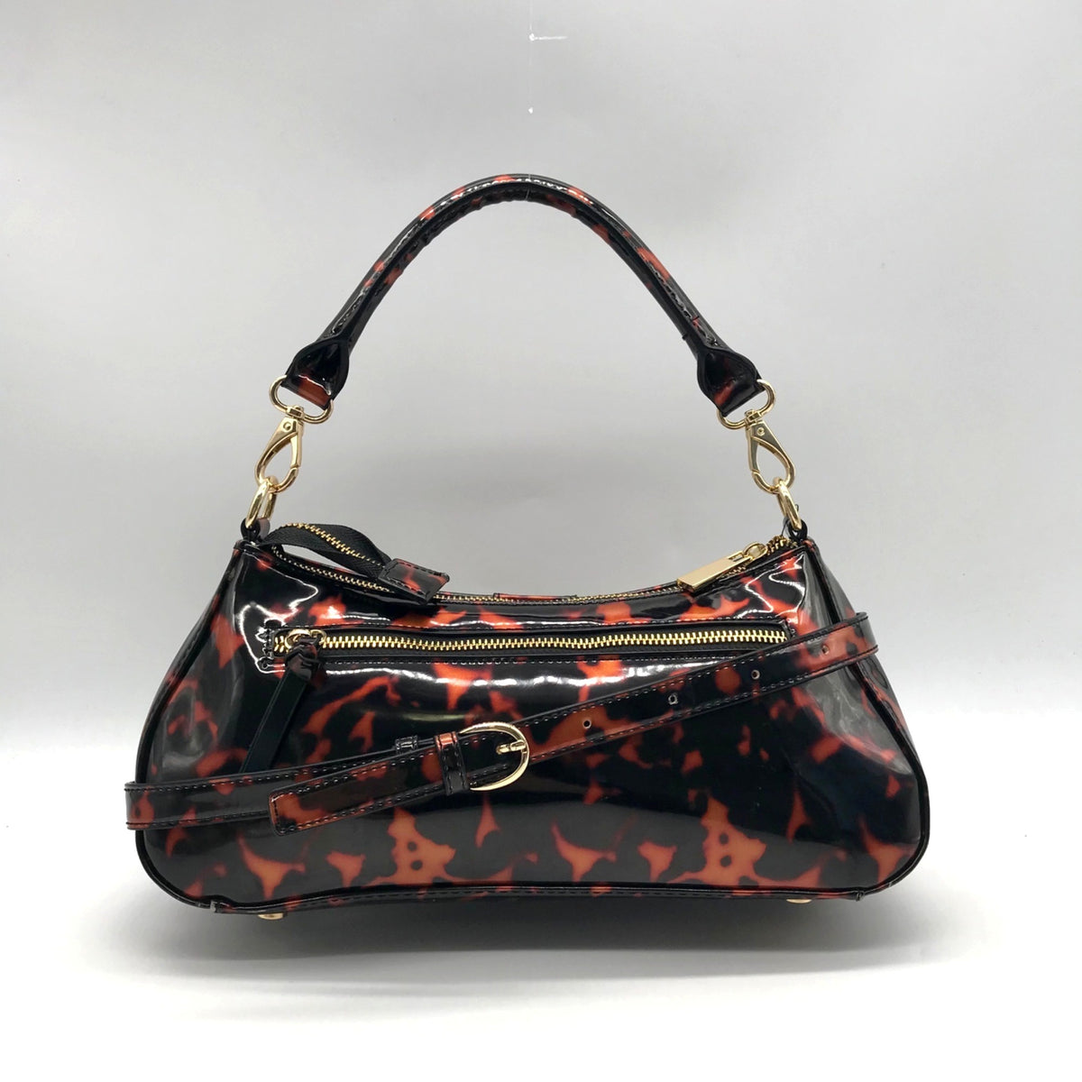 On 34th Brown Tortoise Shell Sleek Pvc Baguette Shoulder Bag