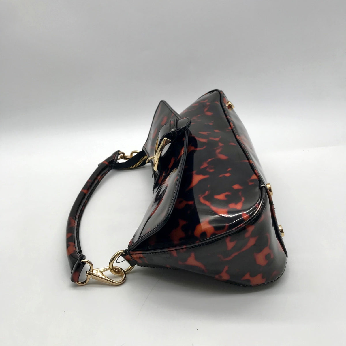 On 34th Brown Tortoise Shell Sleek Pvc Baguette Shoulder Bag
