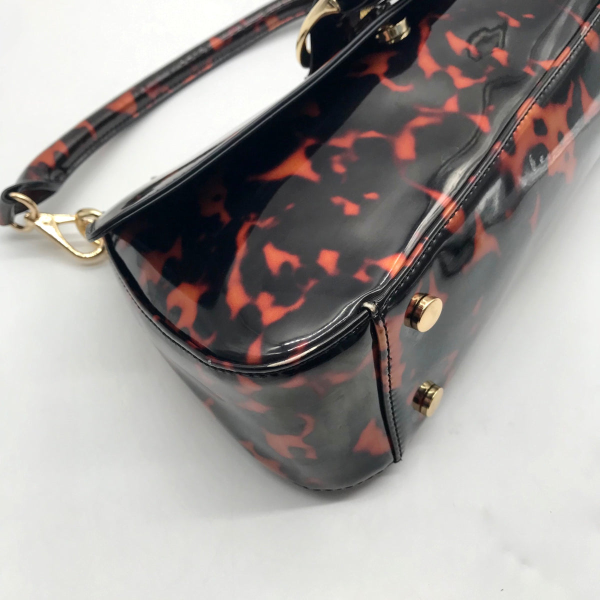 On 34th Brown Tortoise Shell Sleek Pvc Baguette Shoulder Bag