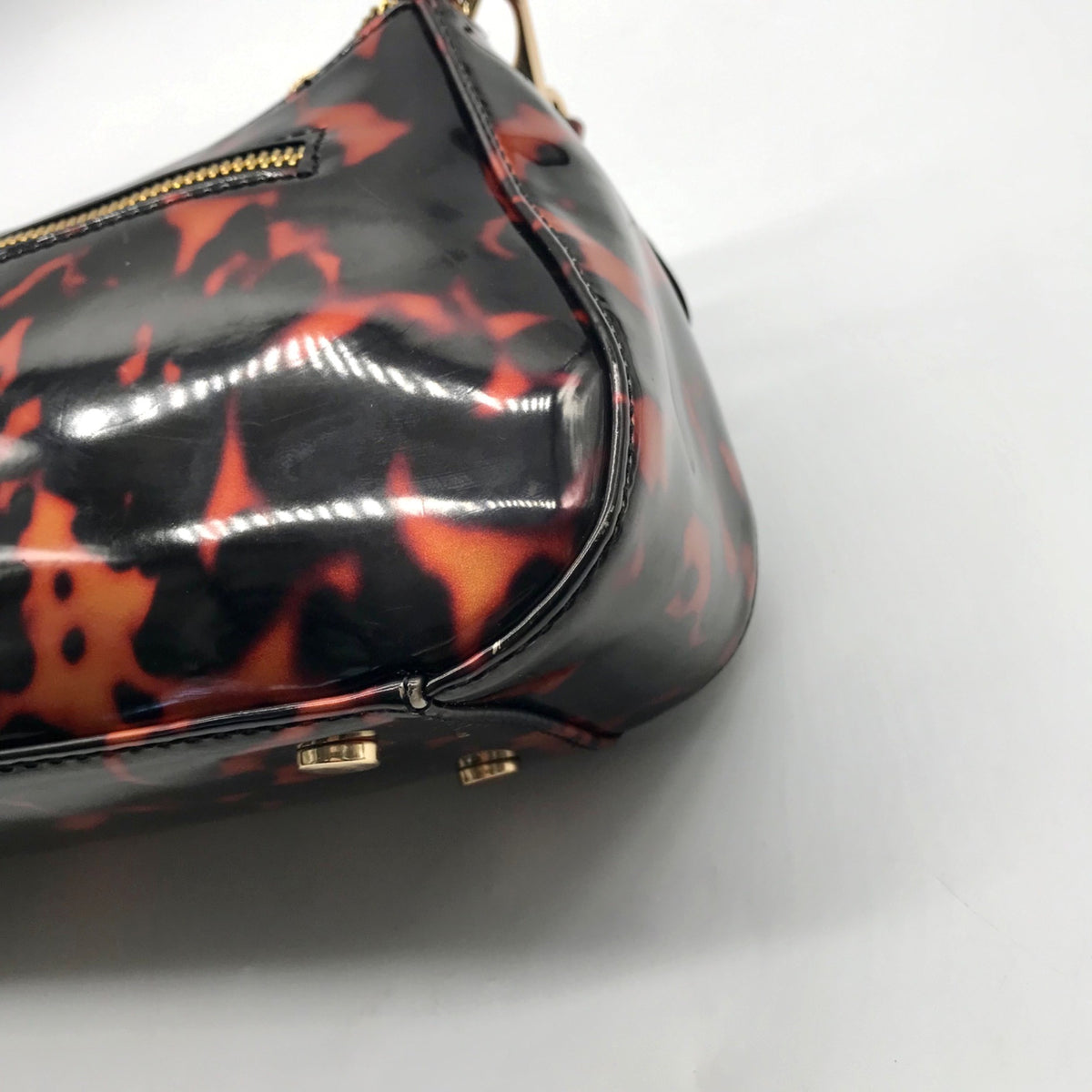 On 34th Brown Tortoise Shell Sleek Pvc Baguette Shoulder Bag