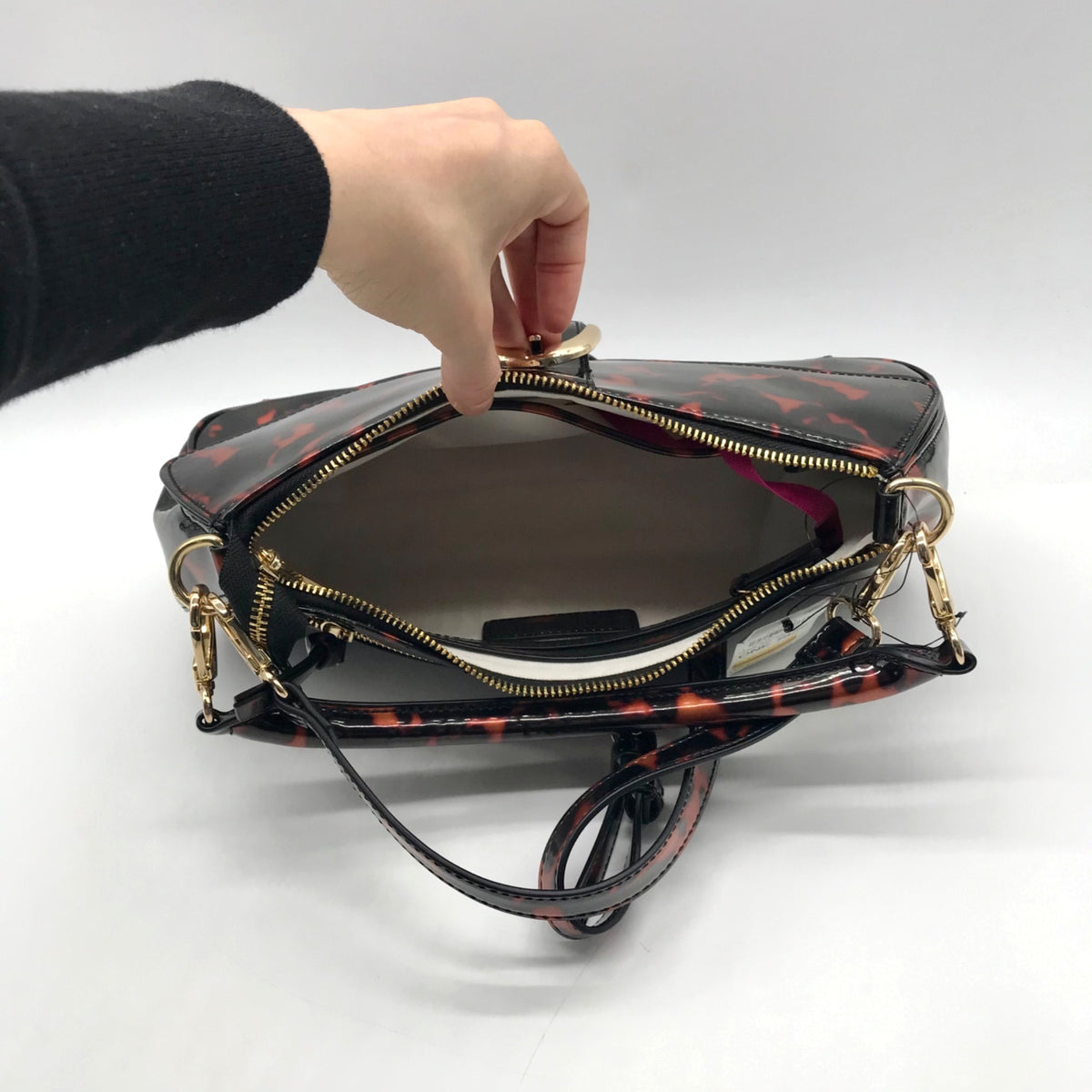 On 34th Brown Tortoise Shell Sleek Pvc Baguette Shoulder Bag