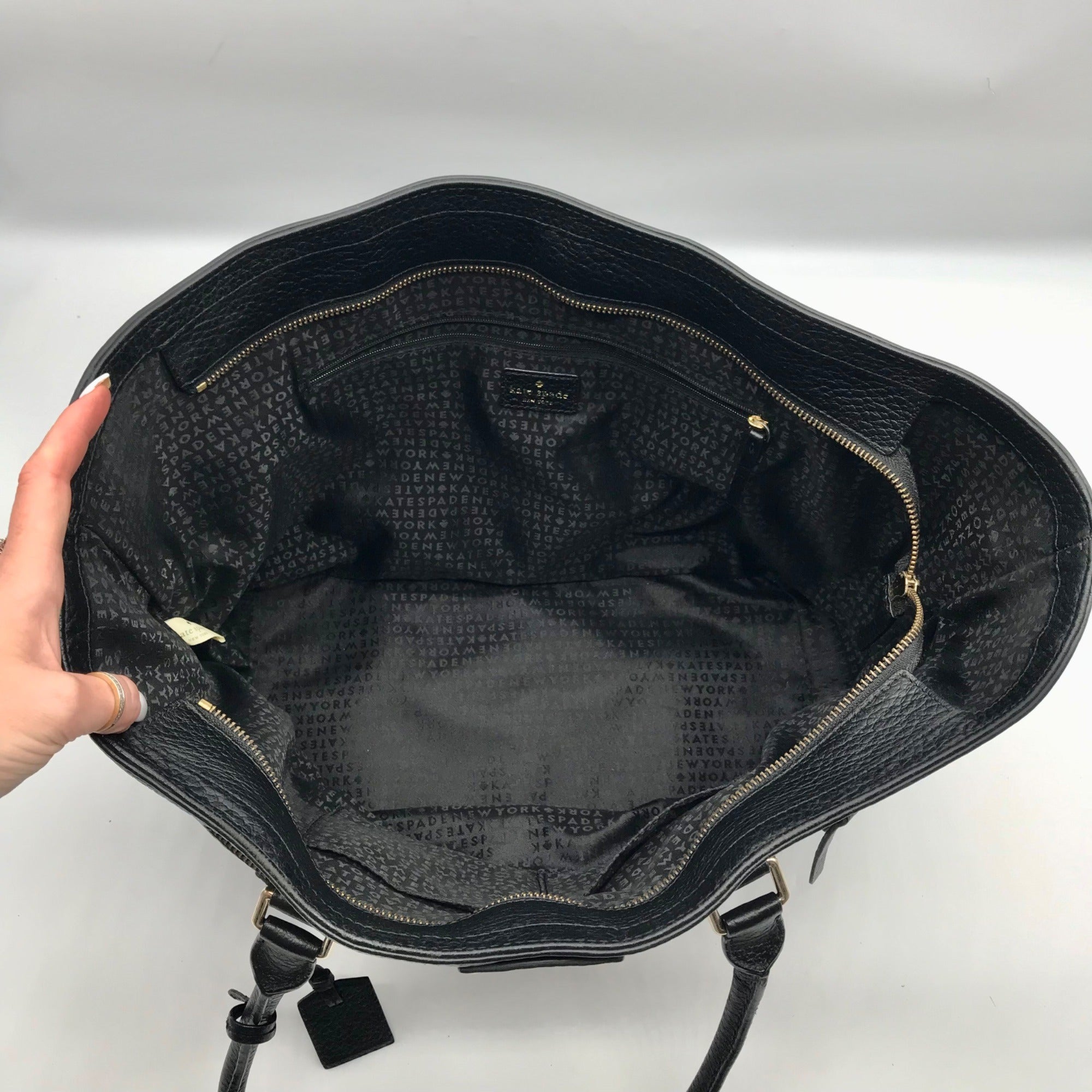Kate Spade Black Pebbled Leather Bay Street Harmony Tote Bag