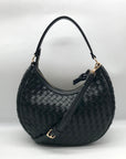 On 34th Black Woven Crossbody Convertible Satchel Bag