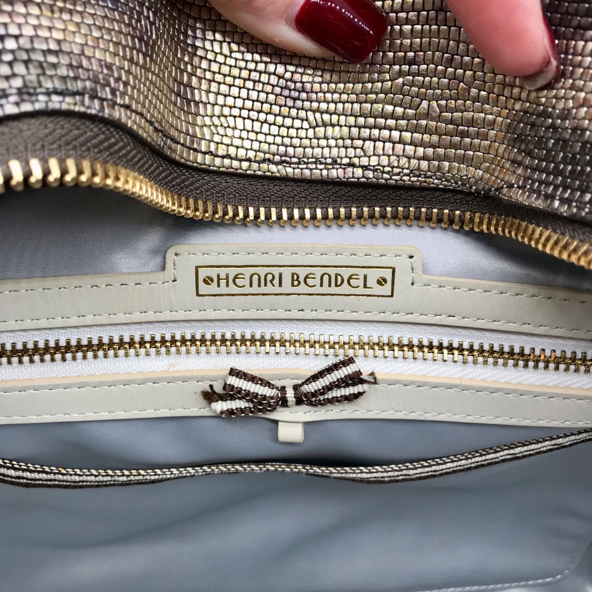 Henri Bendel A List Metallic Lizard Tote Bag