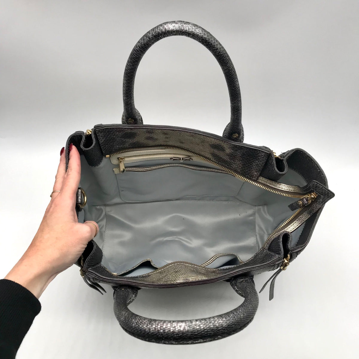 Henri Bendel A List Metallic Lizard Tote Bag