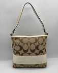 Coach Beige Signature C Monogram Canvas Stripe Shoulder Bag F13674