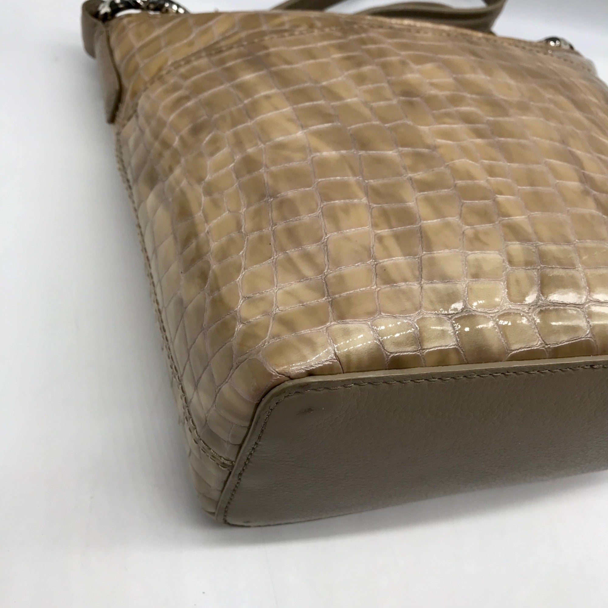 Brighton Neutral Patent Croc Embossed Leather Cher Shoulder Bag And Wallet