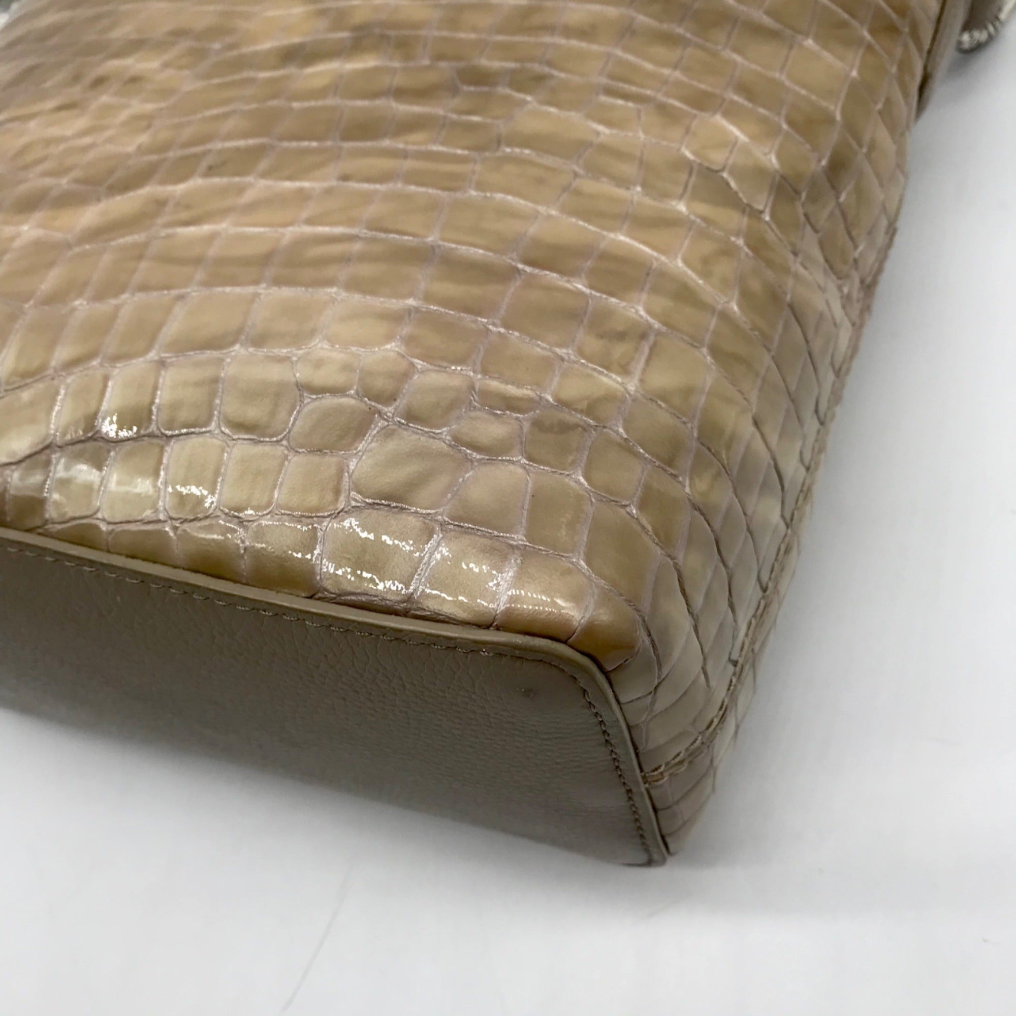 Brighton Neutral Patent Croc Embossed Leather Cher Shoulder Bag And Wallet