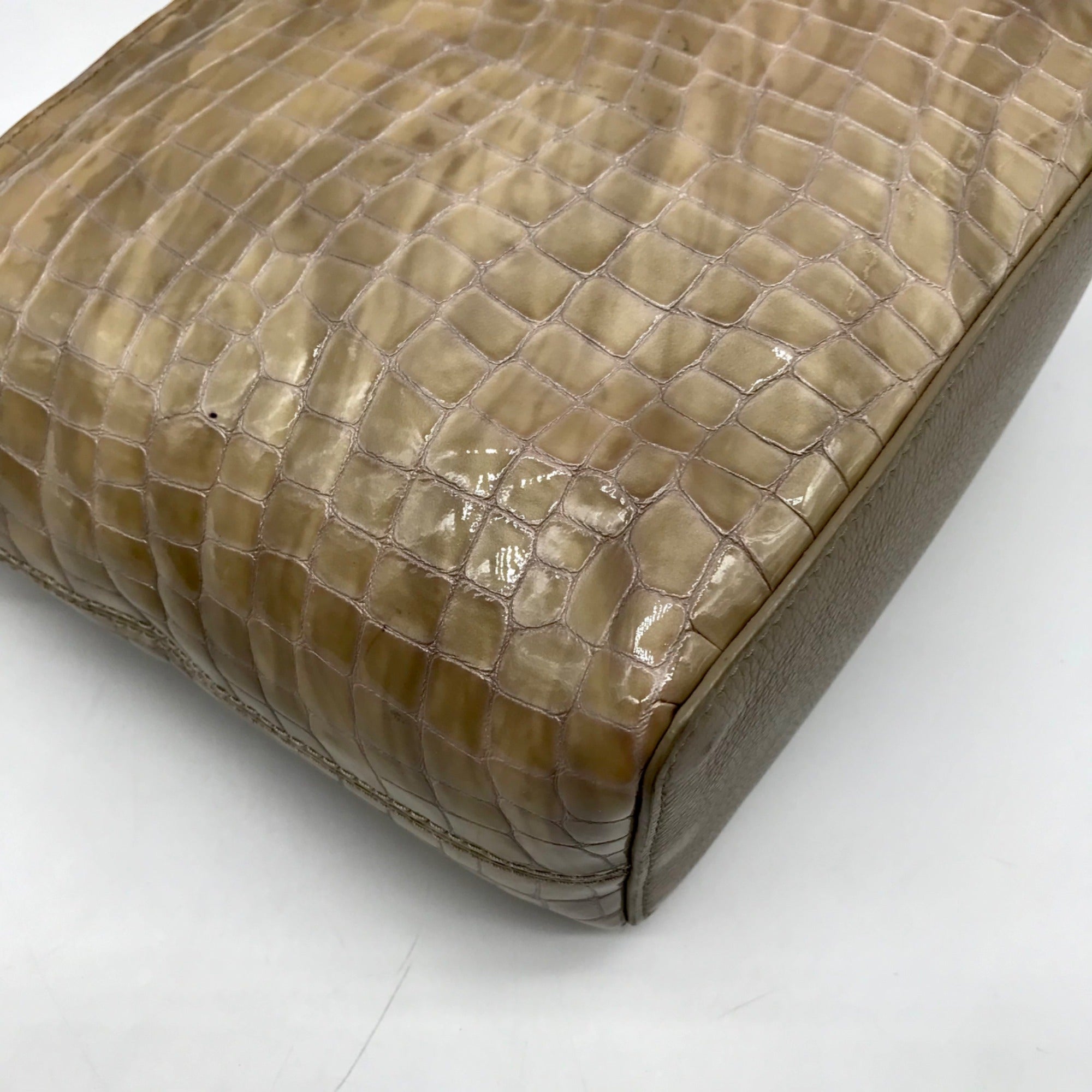 Brighton Neutral Patent Croc Embossed Leather Cher Shoulder Bag And Wallet