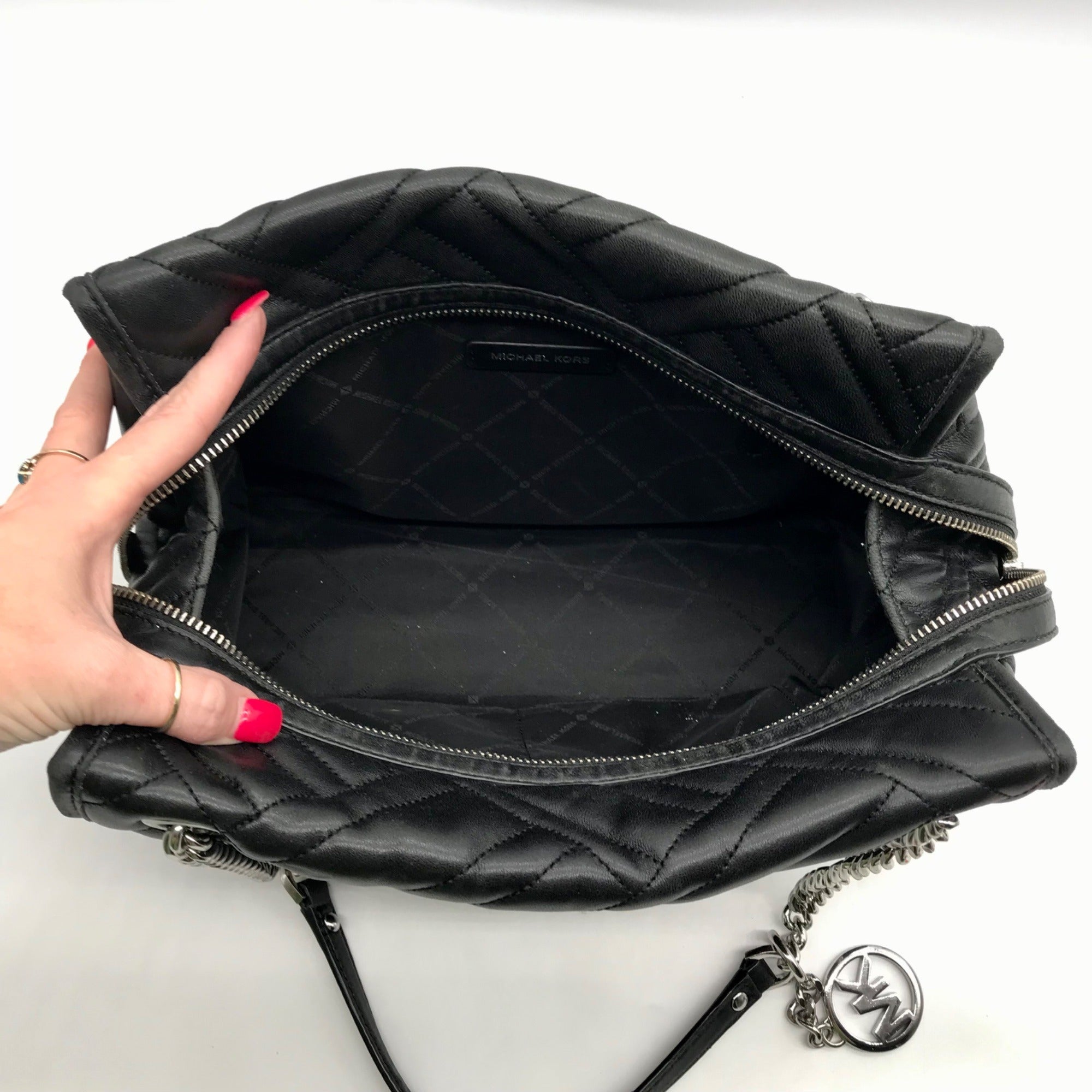 Michael Kors Black Quilted Leather Kathy Shoulder Bag