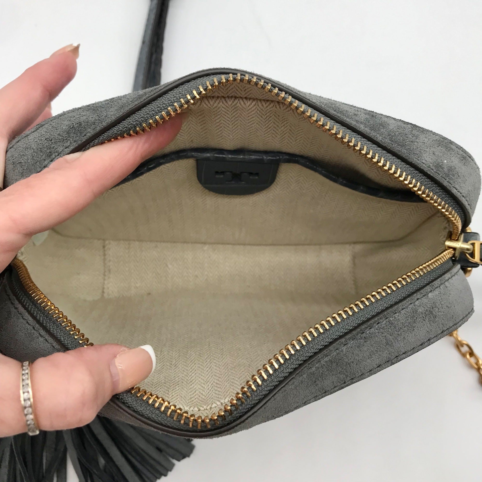 Tory Burch Bluestone Leather Mcgraw Embossed Camera Bag