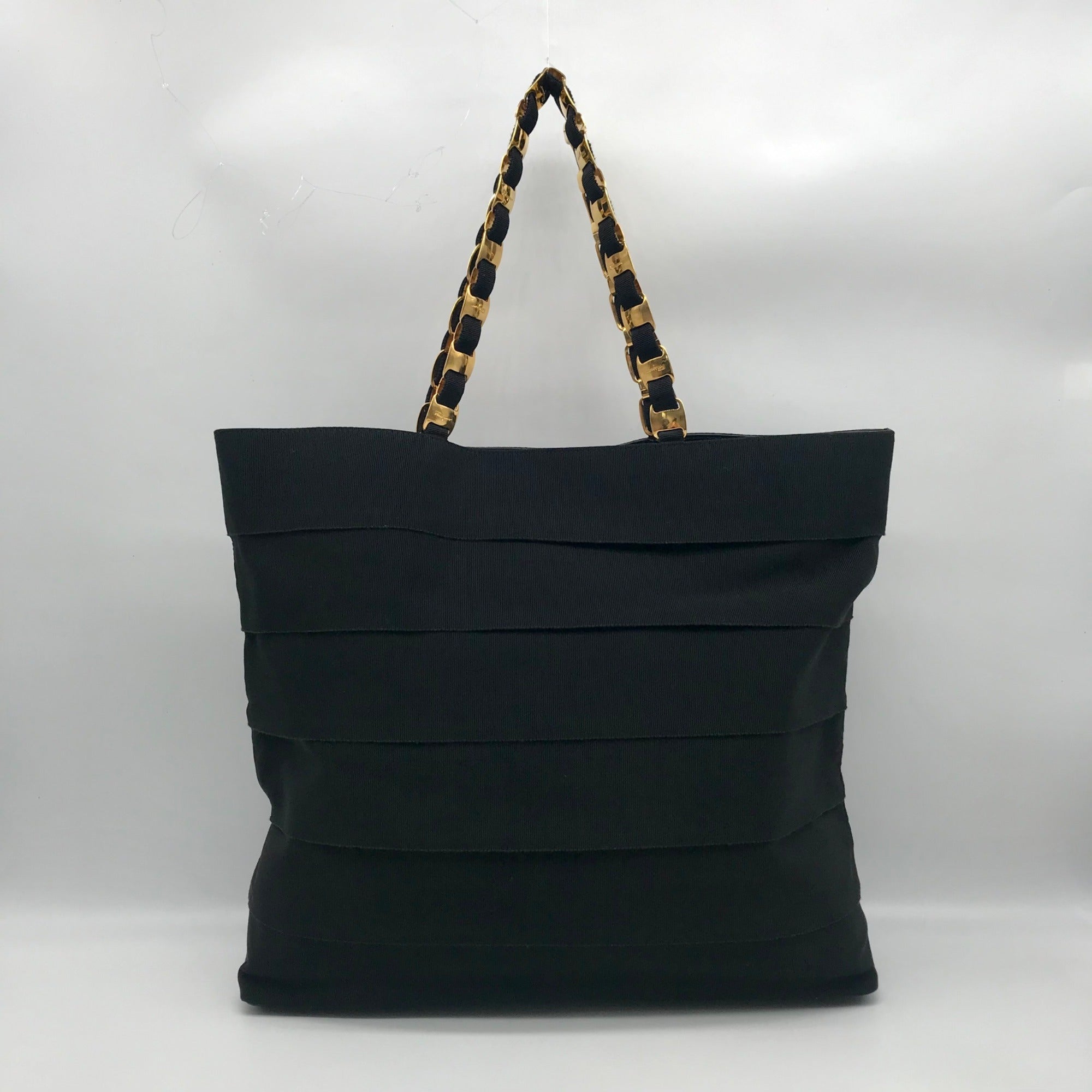 Salvatore Ferragamo Black Tiered Grosgrain Ribbon Tote Bag