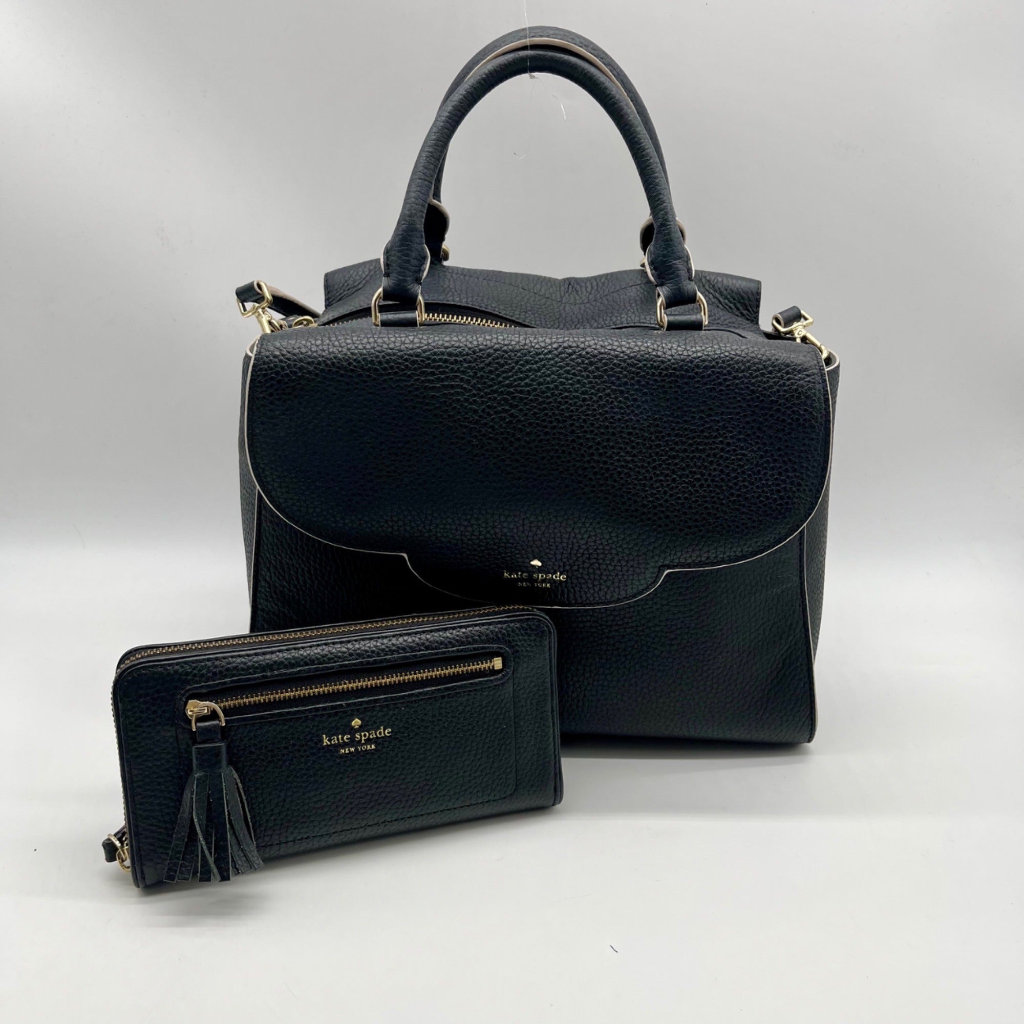 Kate Spade Black Pebbled Leather Satchel Bag