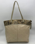 Coach Leather Snakeskin Emboss Beige Large Tote - F19696