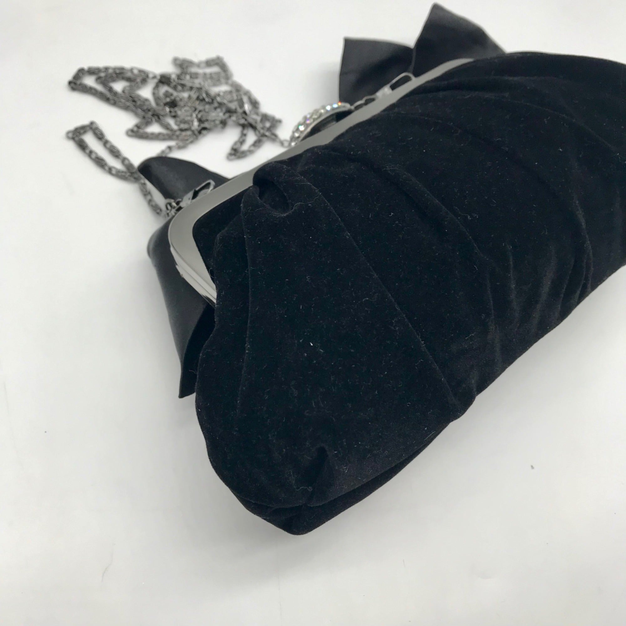 Neiman Marcus Black Velvet Bow Clutch