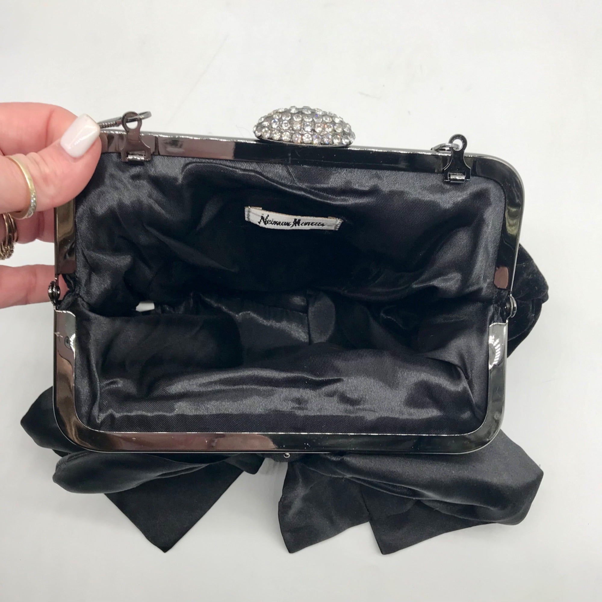Neiman Marcus Black Velvet Bow Clutch
