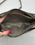 Michael Kors Metallic Gray Monogram Patent Leather Jet Set Crossbody