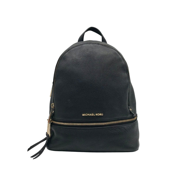 black leather michael kors backpack Michael Kors Black Leather Rhea Zip Backpack – One Purse