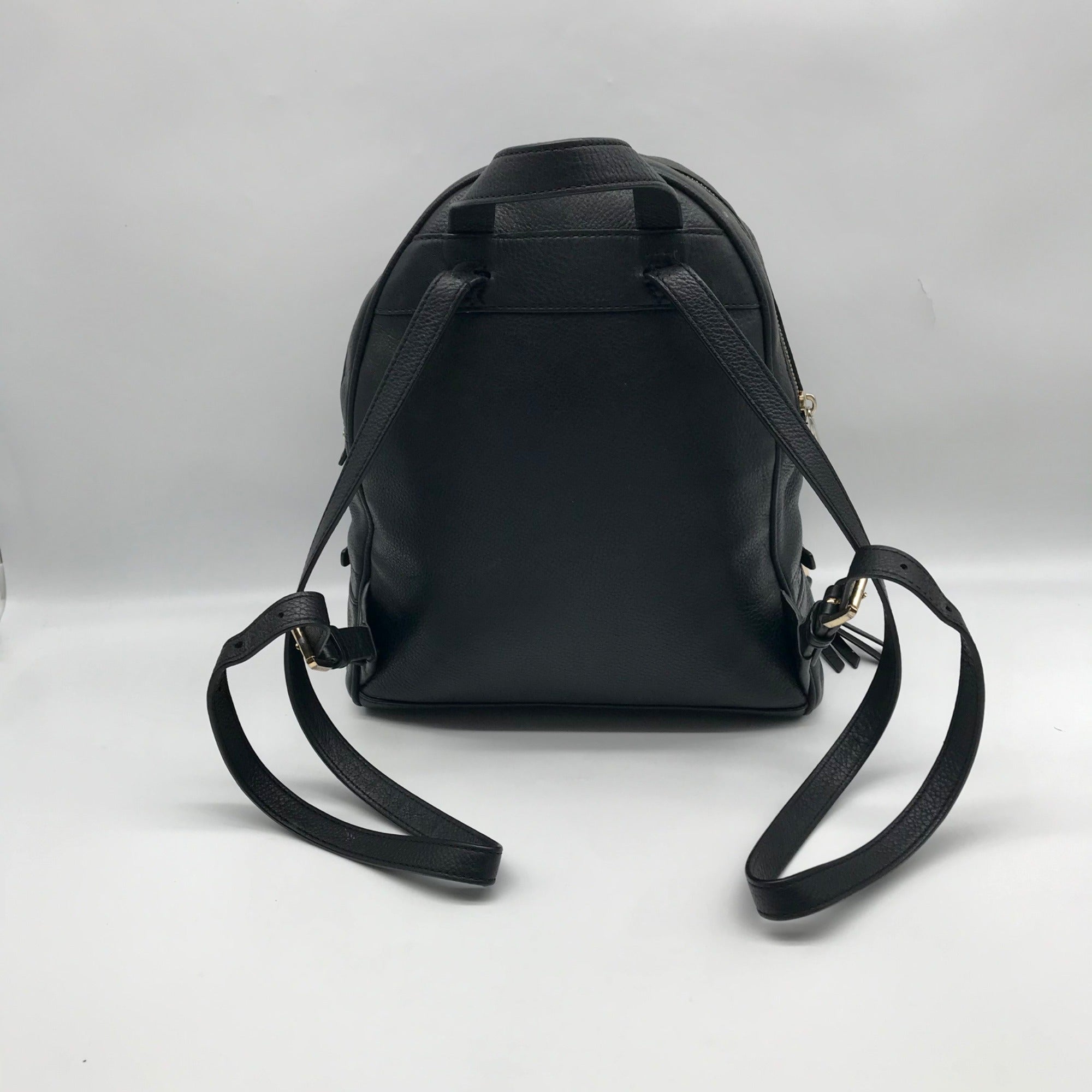 Michael Kors Black Leather Rhea Zip Backpack