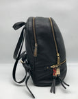 Michael Kors Black Leather Rhea Zip Backpack