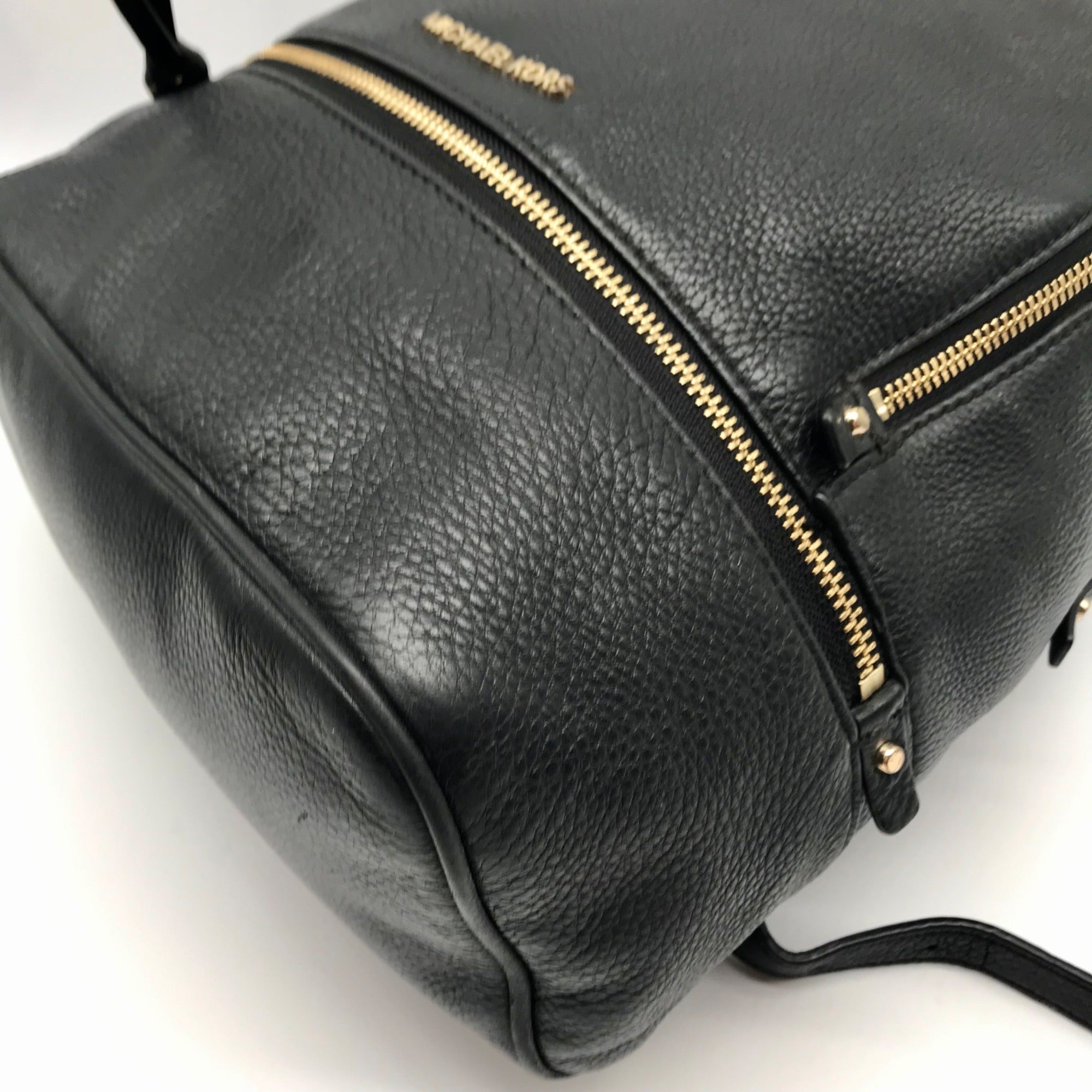 Michael Kors Black Leather Rhea Zip Backpack