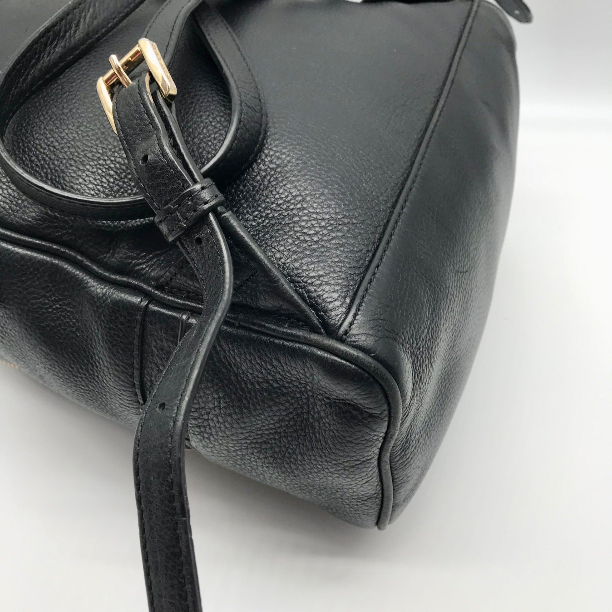 Michael Kors Black Leather Rhea Zip Backpack