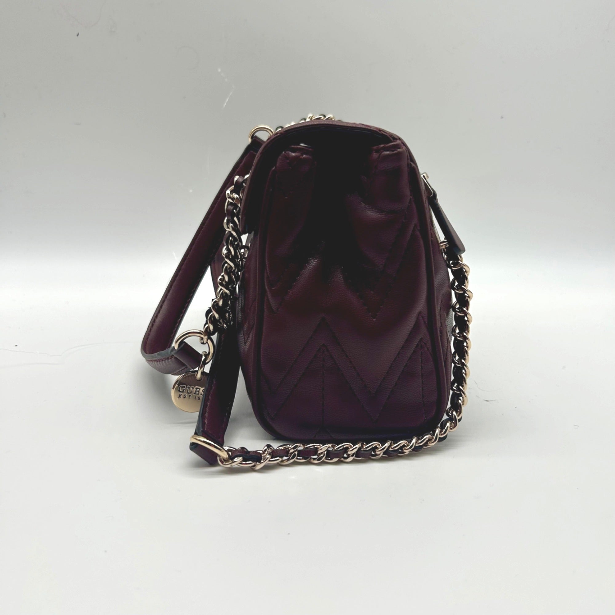 Guess Red Edna Chevron Stitch Shoulder Bag