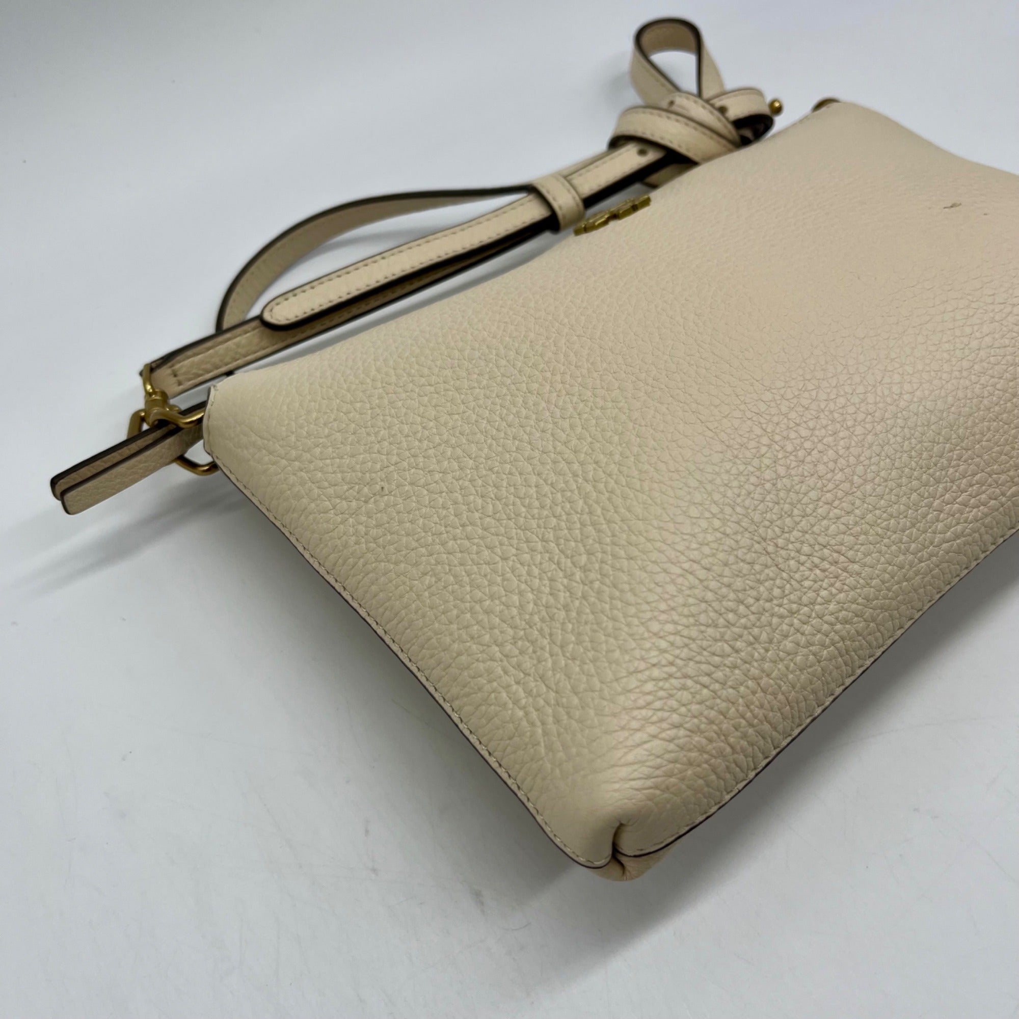 Tory Burch Cream Pebbled Leather Kira Crossbody Bag
