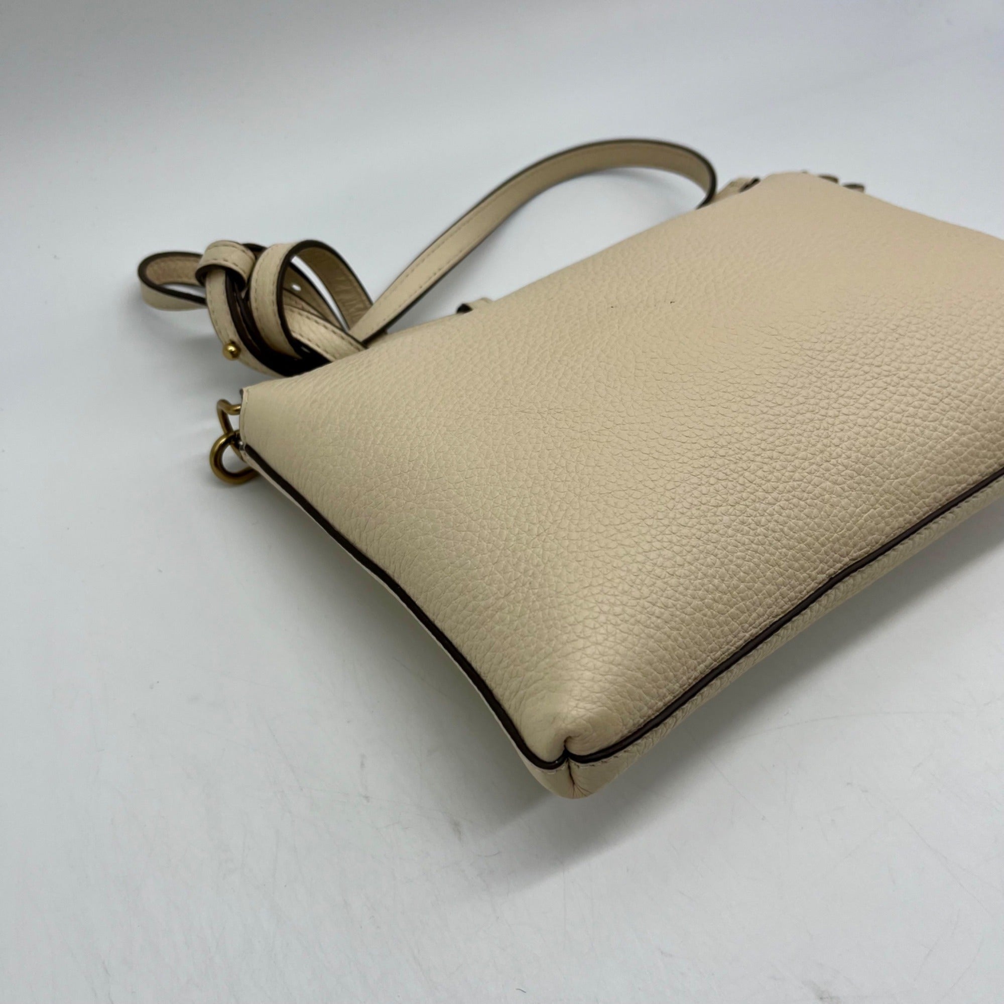 Tory Burch Cream Pebbled Leather Kira Crossbody Bag