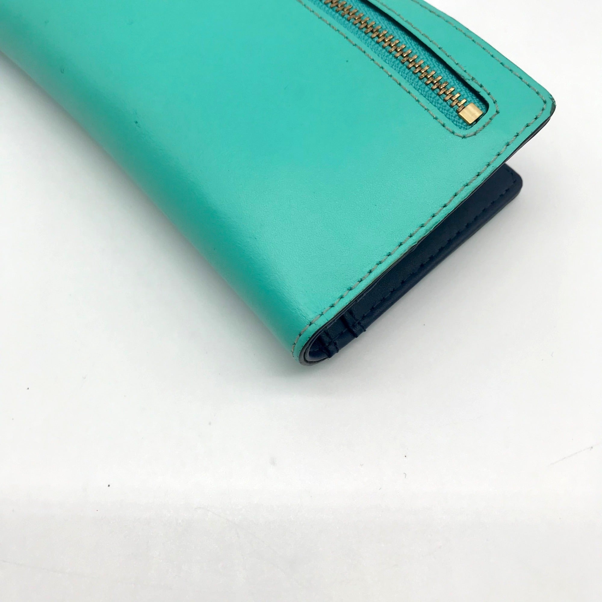 Kate Spade Teal Leather Charlotte Terrace Stacy Slim Wallet