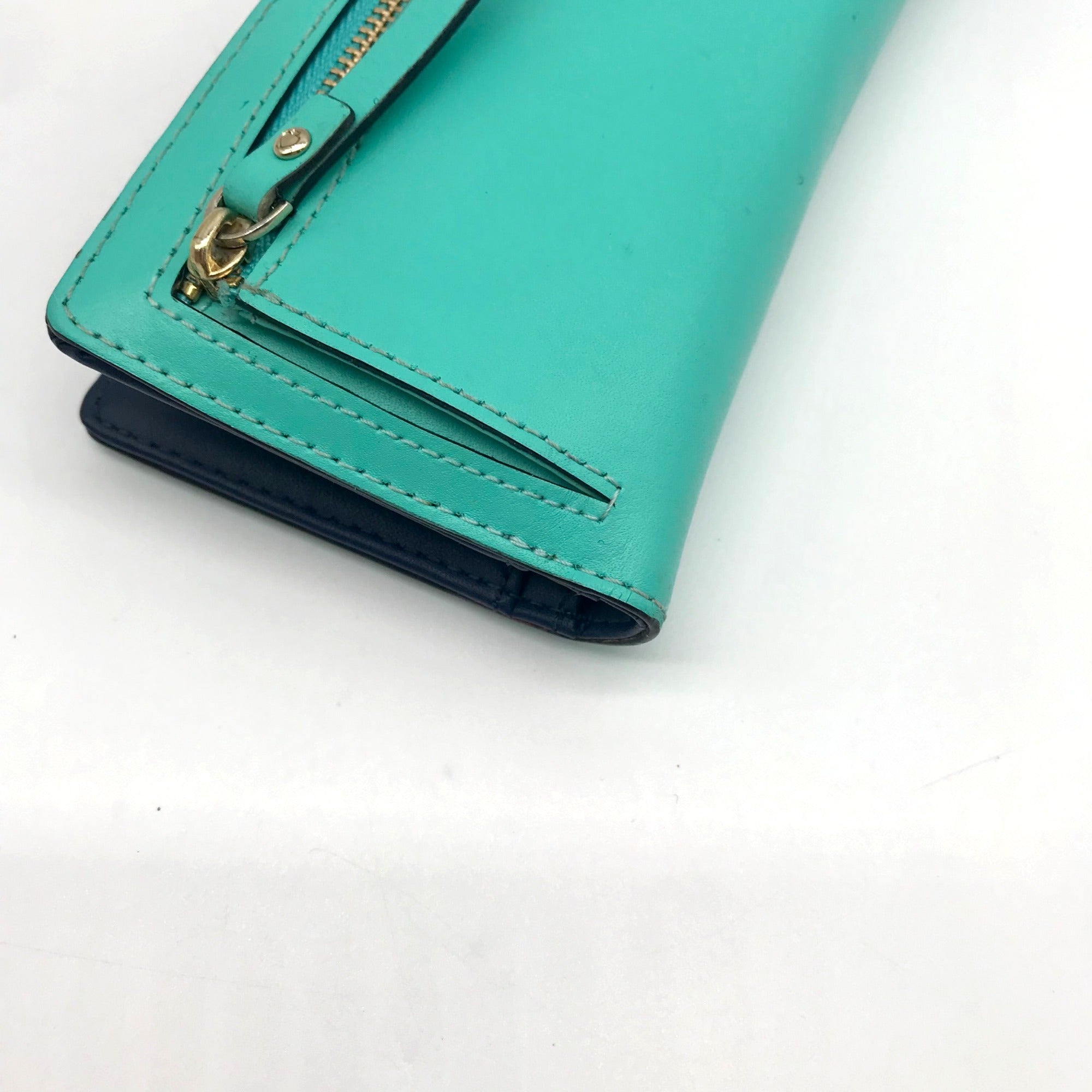 Kate Spade Teal Leather Charlotte Terrace Stacy Slim Wallet