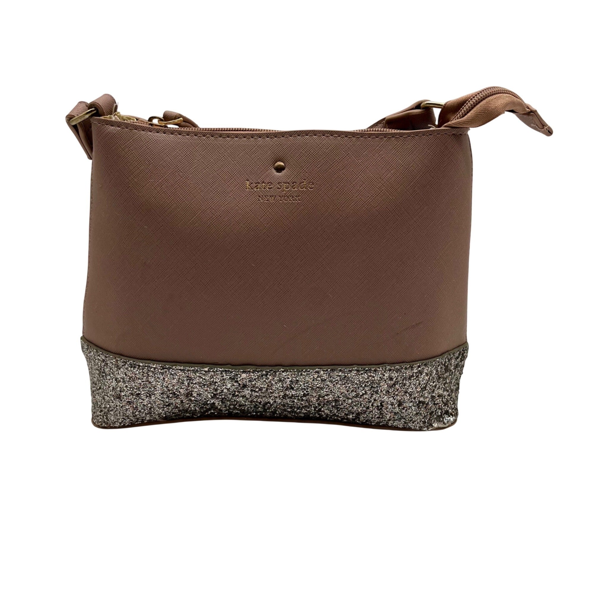 Kate Spade Brown Leather Flash Glitter Crossbody Bag
