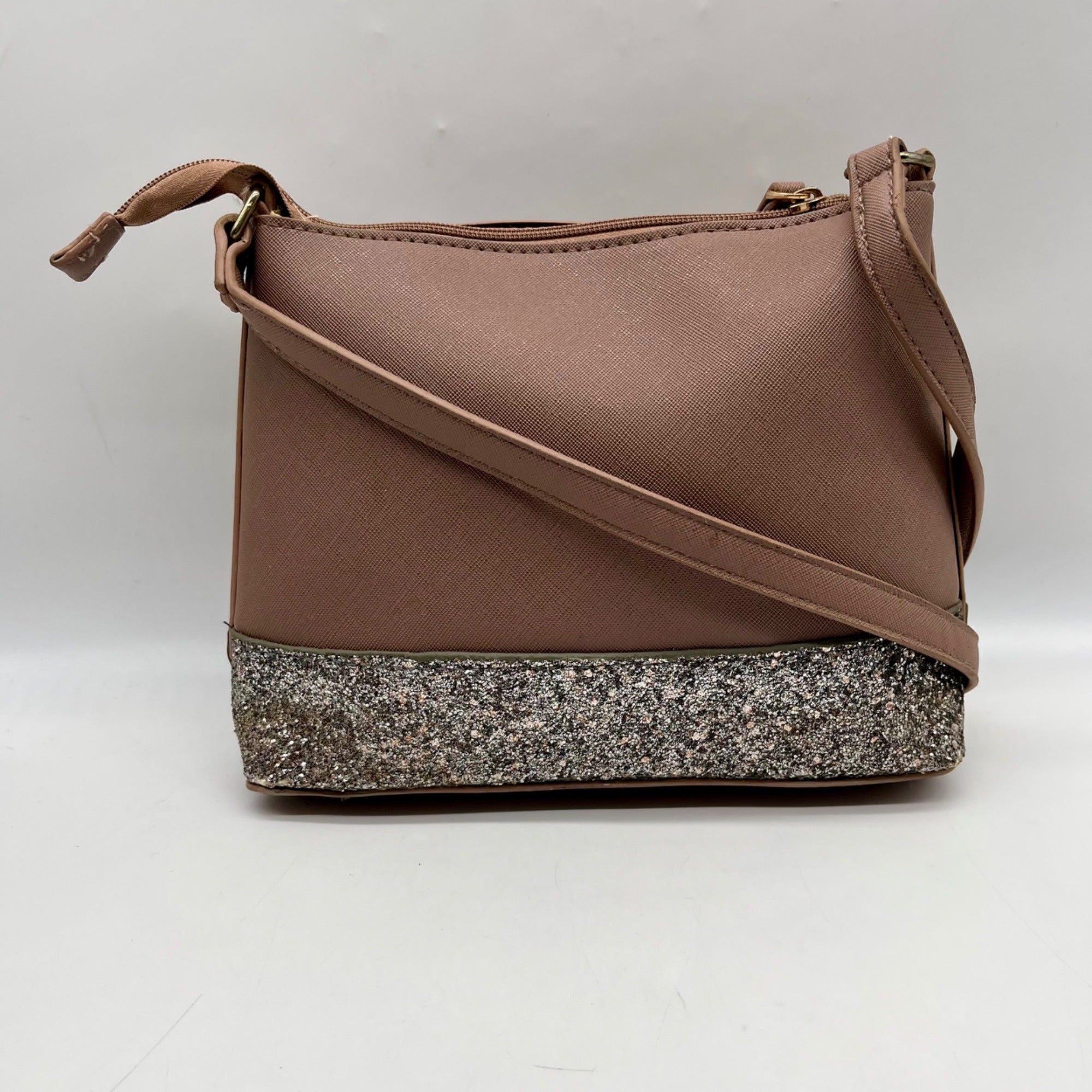 Kate Spade Brown Leather Flash Glitter Crossbody Bag