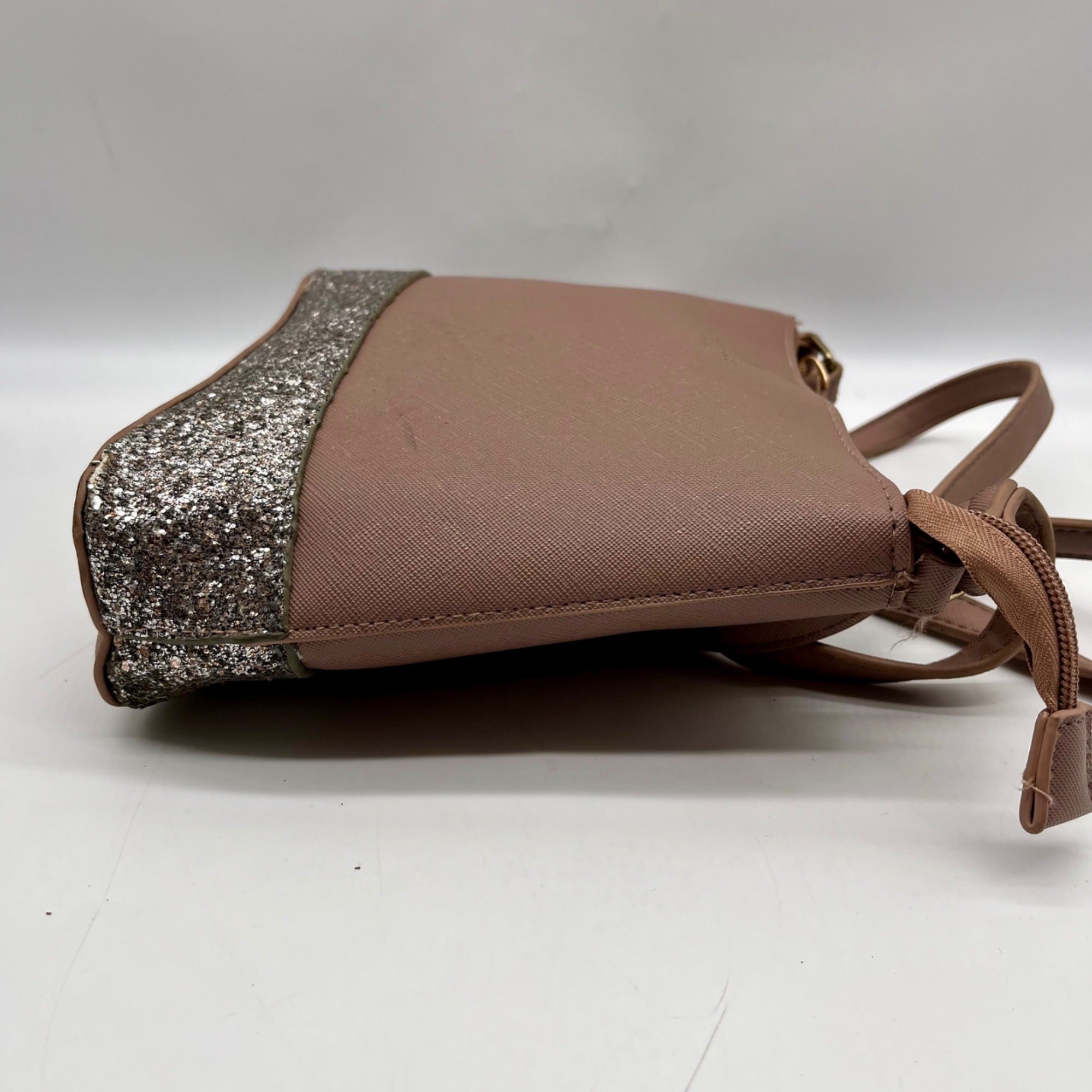 Kate Spade Brown Leather Flash Glitter Crossbody Bag