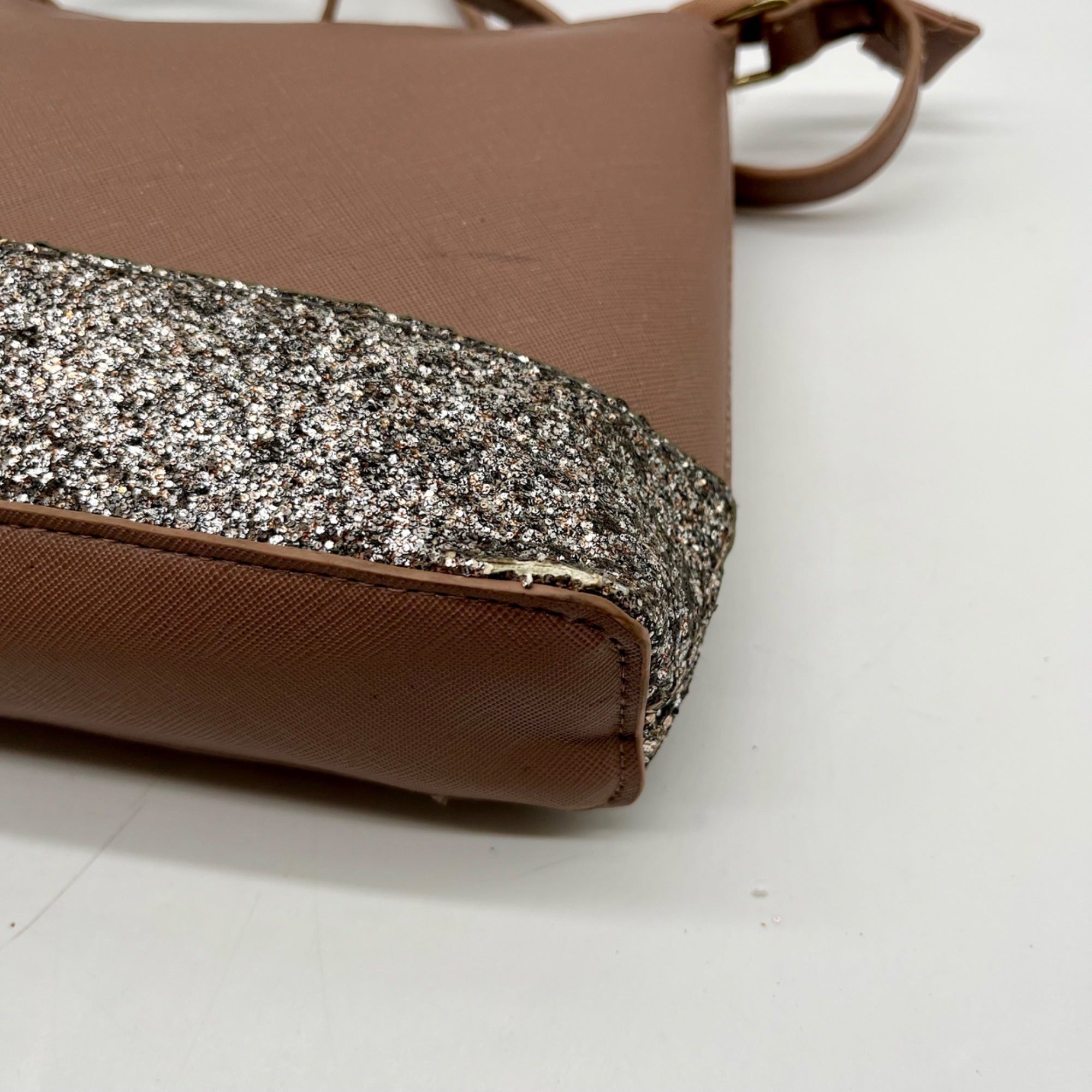 Kate Spade Brown Leather Flash Glitter Crossbody Bag
