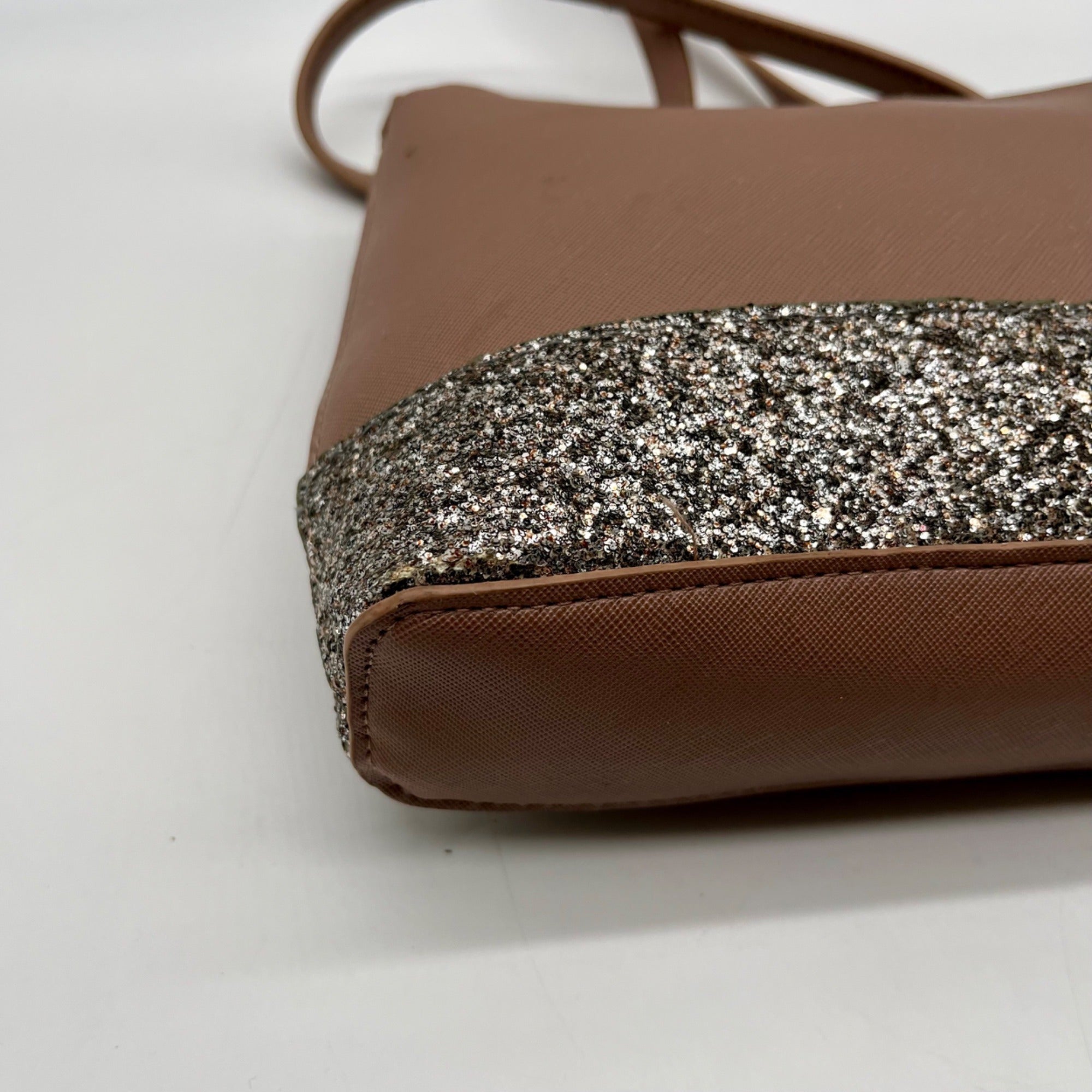Kate Spade Brown Leather Flash Glitter Crossbody Bag
