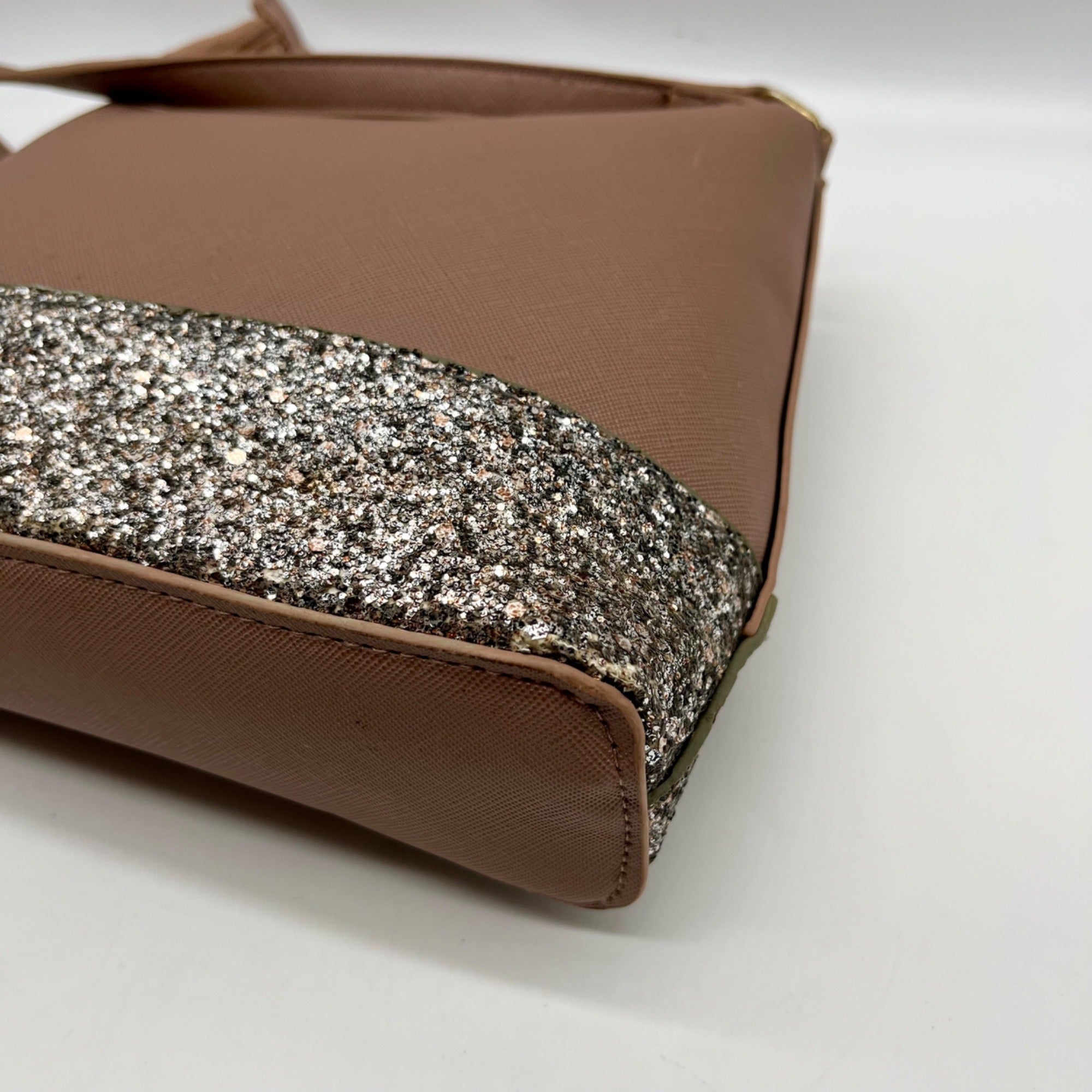 Kate Spade Brown Leather Flash Glitter Crossbody Bag