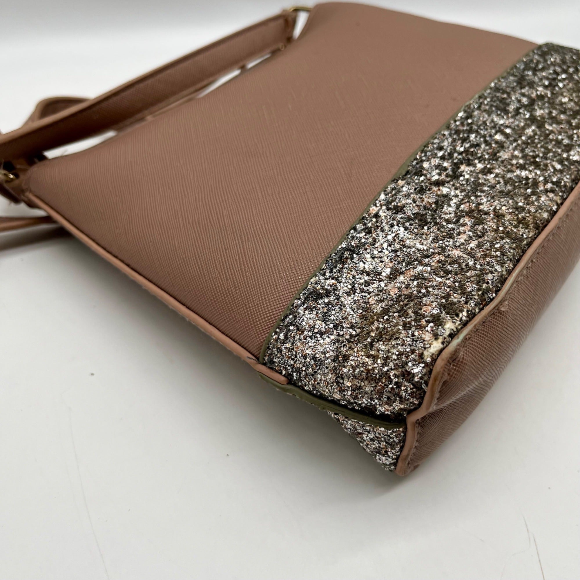 Kate Spade Brown Leather Flash Glitter Crossbody Bag