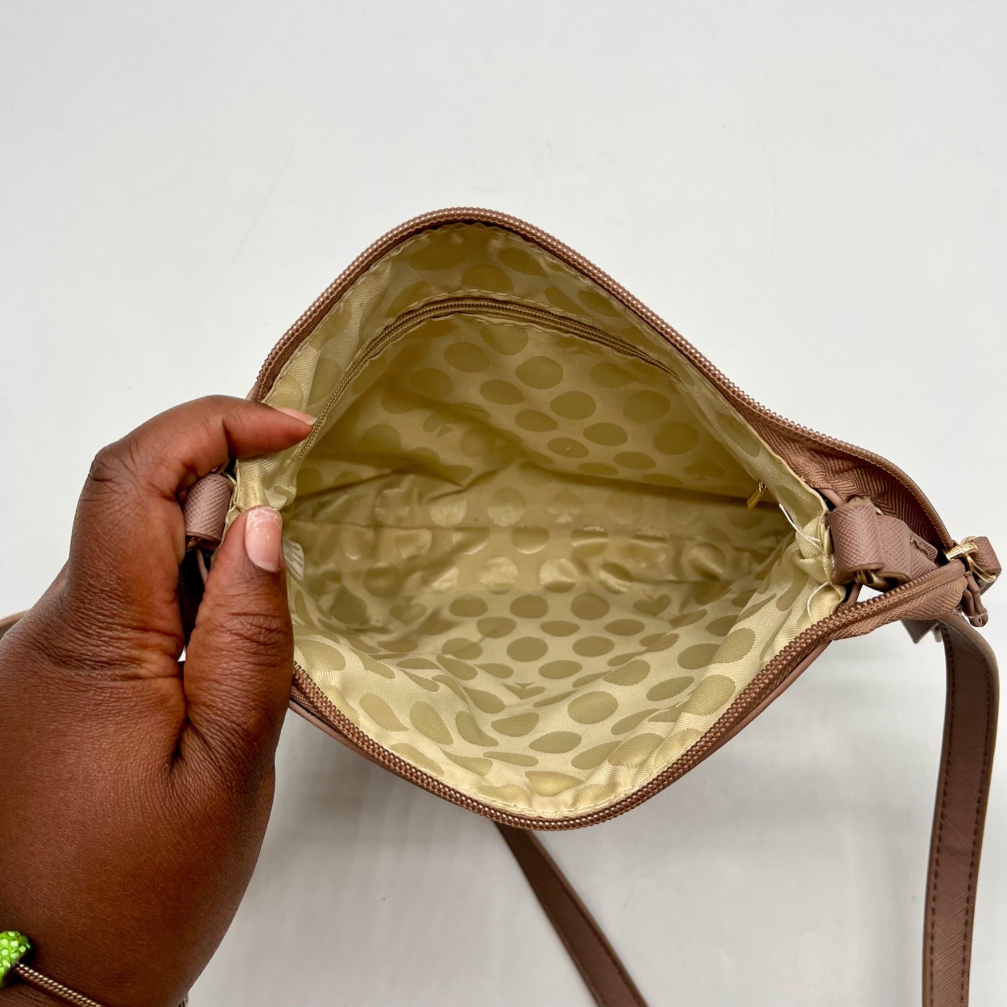 Kate Spade Brown Leather Flash Glitter Crossbody Bag