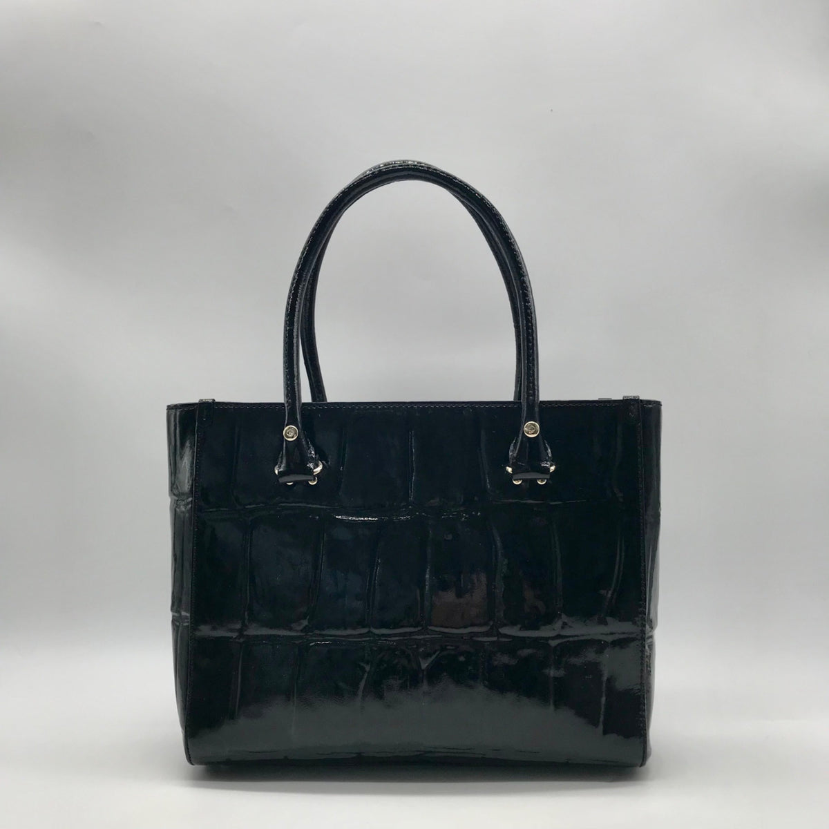 Kate Spade Black Crock-Embossed Patent Leather Shoulder Bag