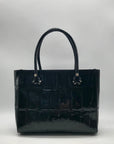 Kate Spade Black Crock-Embossed Patent Leather Shoulder Bag