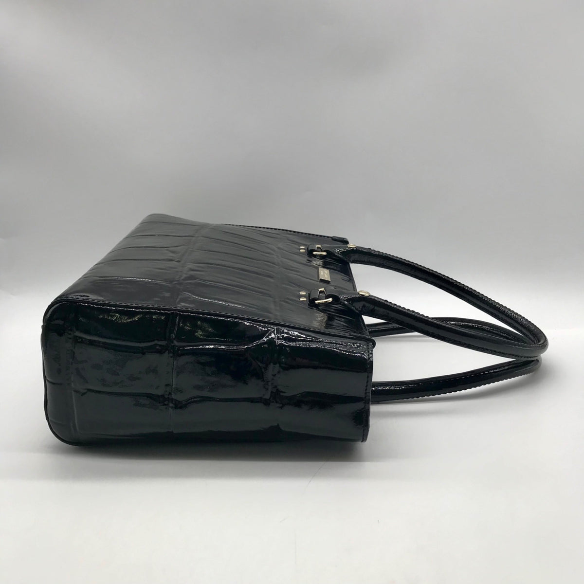 Kate Spade Black Crock-Embossed Patent Leather Shoulder Bag