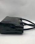 Kate Spade Black Crock-Embossed Patent Leather Shoulder Bag