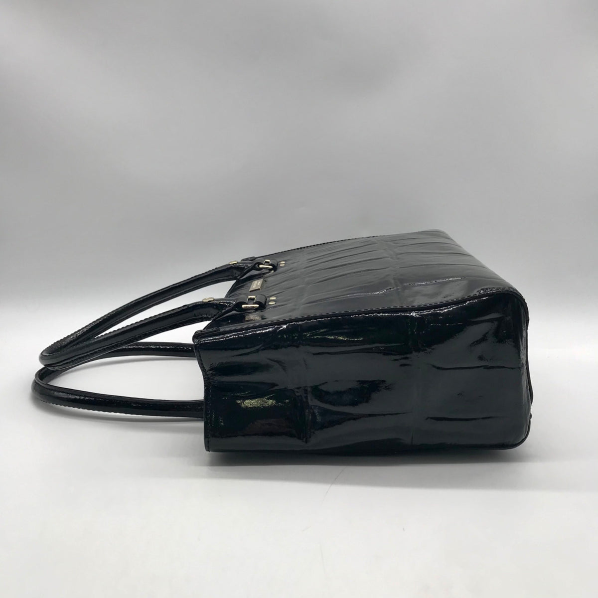 Kate Spade Black Crock-Embossed Patent Leather Shoulder Bag