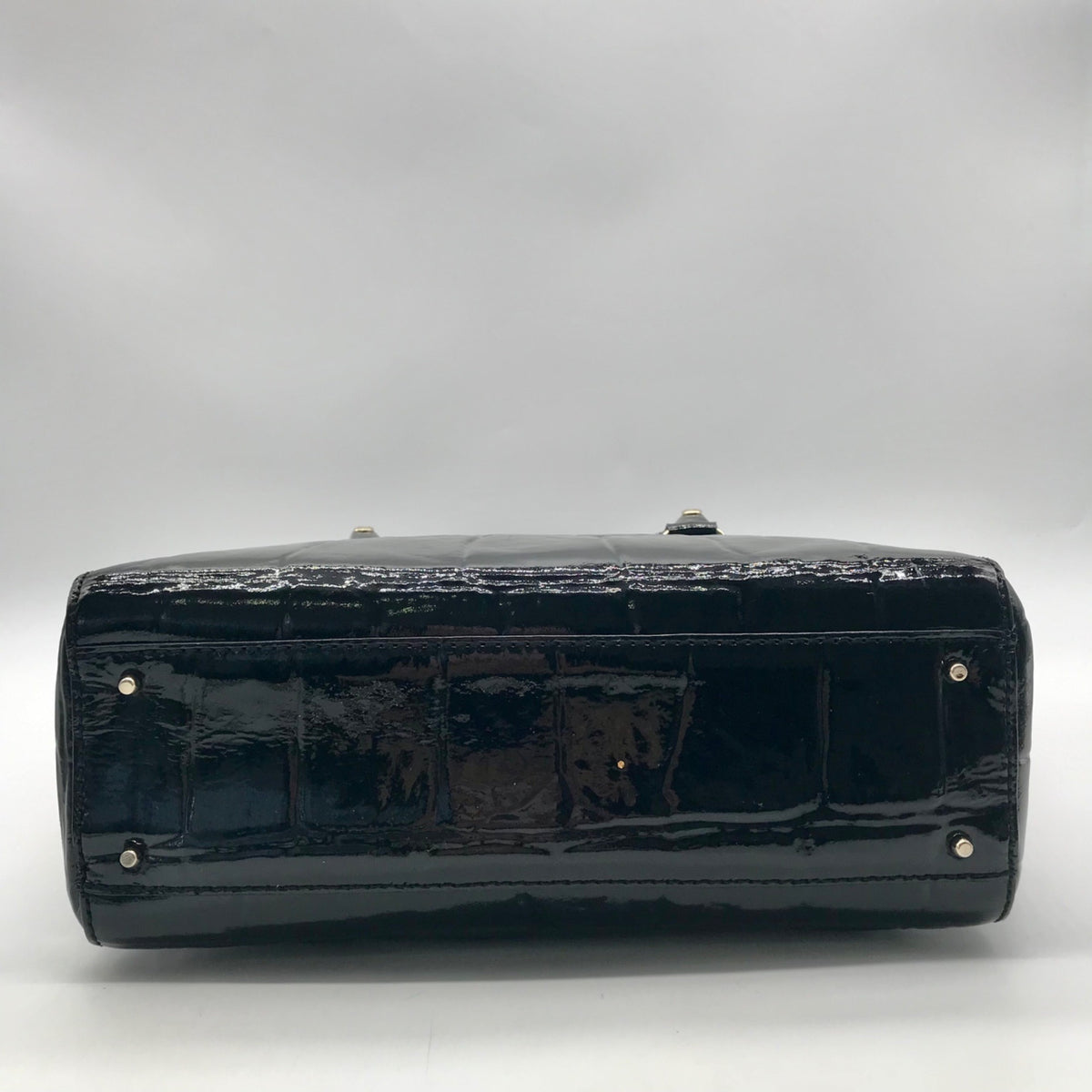 Kate Spade Black Crock-Embossed Patent Leather Shoulder Bag