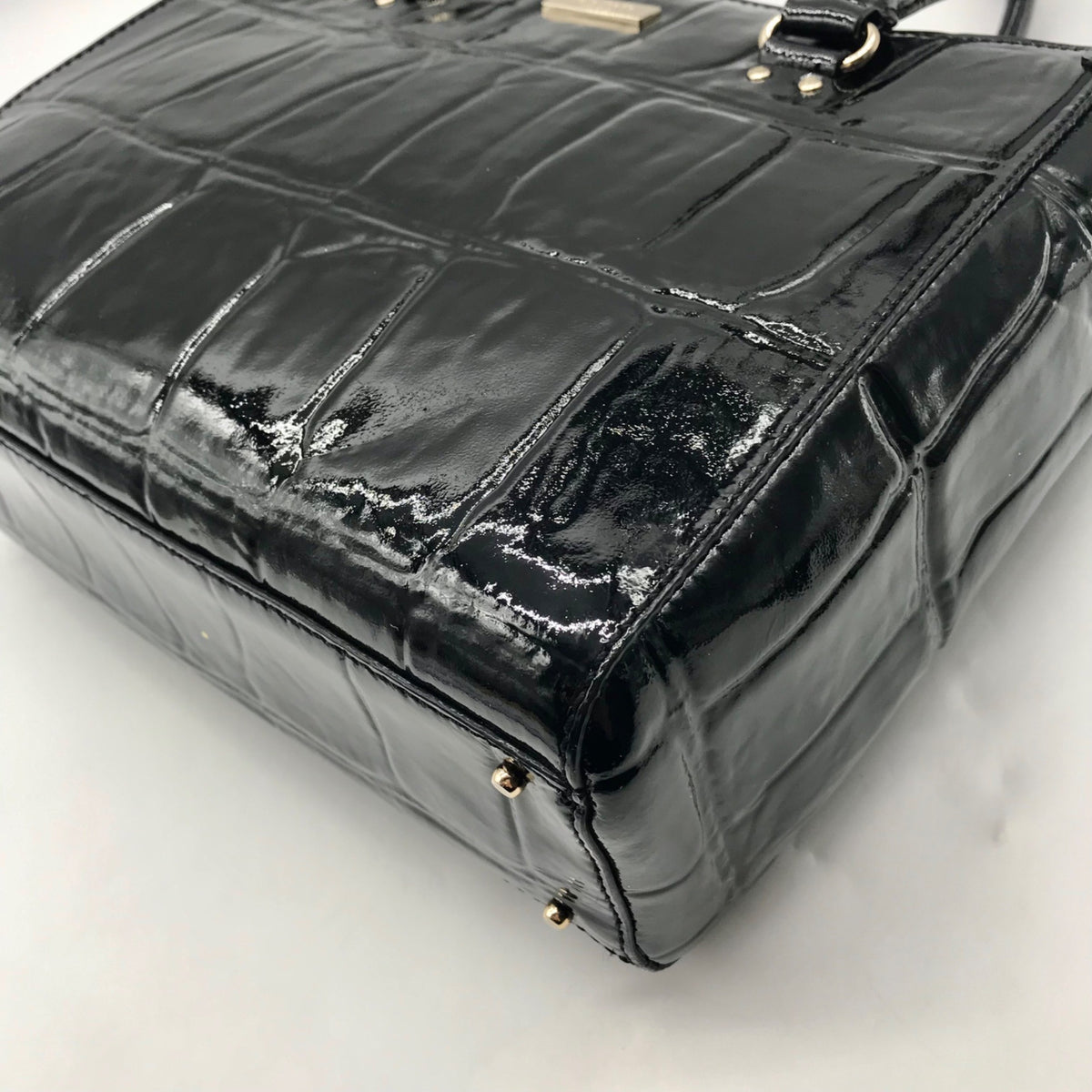 Kate Spade Black Crock-Embossed Patent Leather Shoulder Bag